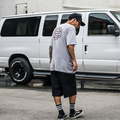 BRIXTON / CREST II S/S STANDARD TEE (HEATHER GREY/NAVY/DARK RED)