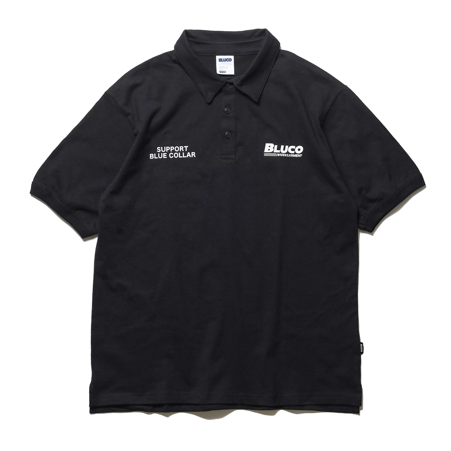 BLUCO / HEAVY DRY COTTON POLO NECK TEE -BWG- (BLACK)