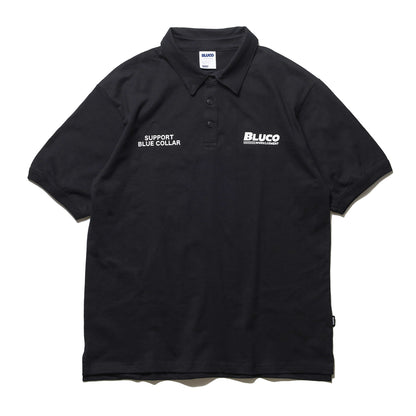 BLUCO / HEAVY DRY COTTON POLO NECK TEE -BWG- (BLACK)