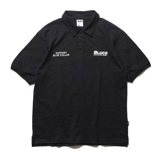 BLUCO / HEAVY DRY COTTON POLO NECK TEE -BWG- (BLACK)