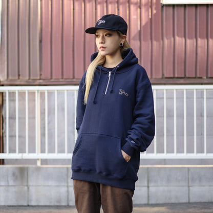 BLUCO / HEAVY PILE SWEAT HALF ZIP HOODIE -EMB- (NAVY)