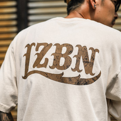 LZBN / STONE LZBN LOGO PIGMENT DYED TEE (NATURAL)