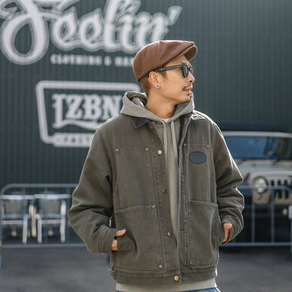 LZBN / OVAL LOGO PATCH CANVAS WORK JACKET (ASPHALT)