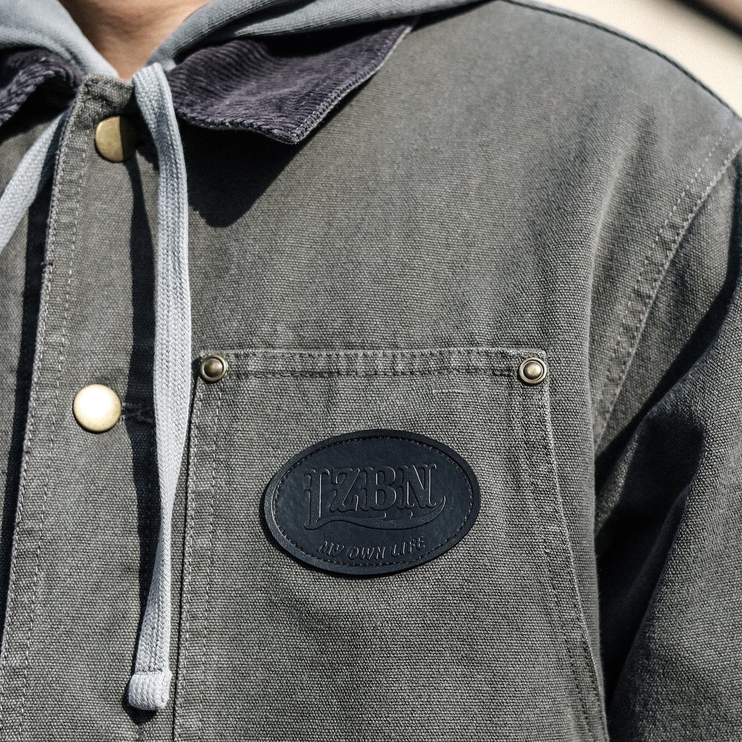 LZBN / OVAL LOGO PATCH CANVAS WORK JACKET (ASPHALT)