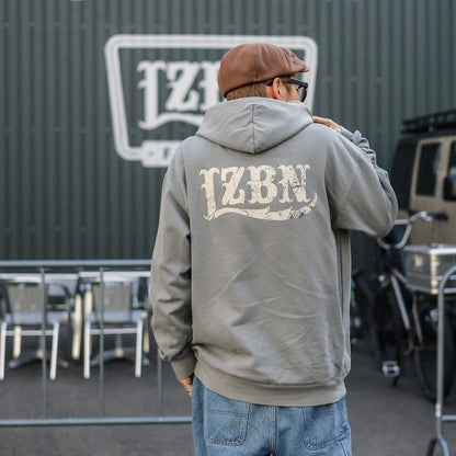 LZBN / STONE LZBN LOGO GARMENT DYED PULLOVER HOODIE (GREY)