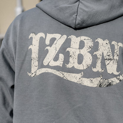 LZBN / STONE LZBN LOGO GARMENT DYED PULLOVER HOODIE (GREY)