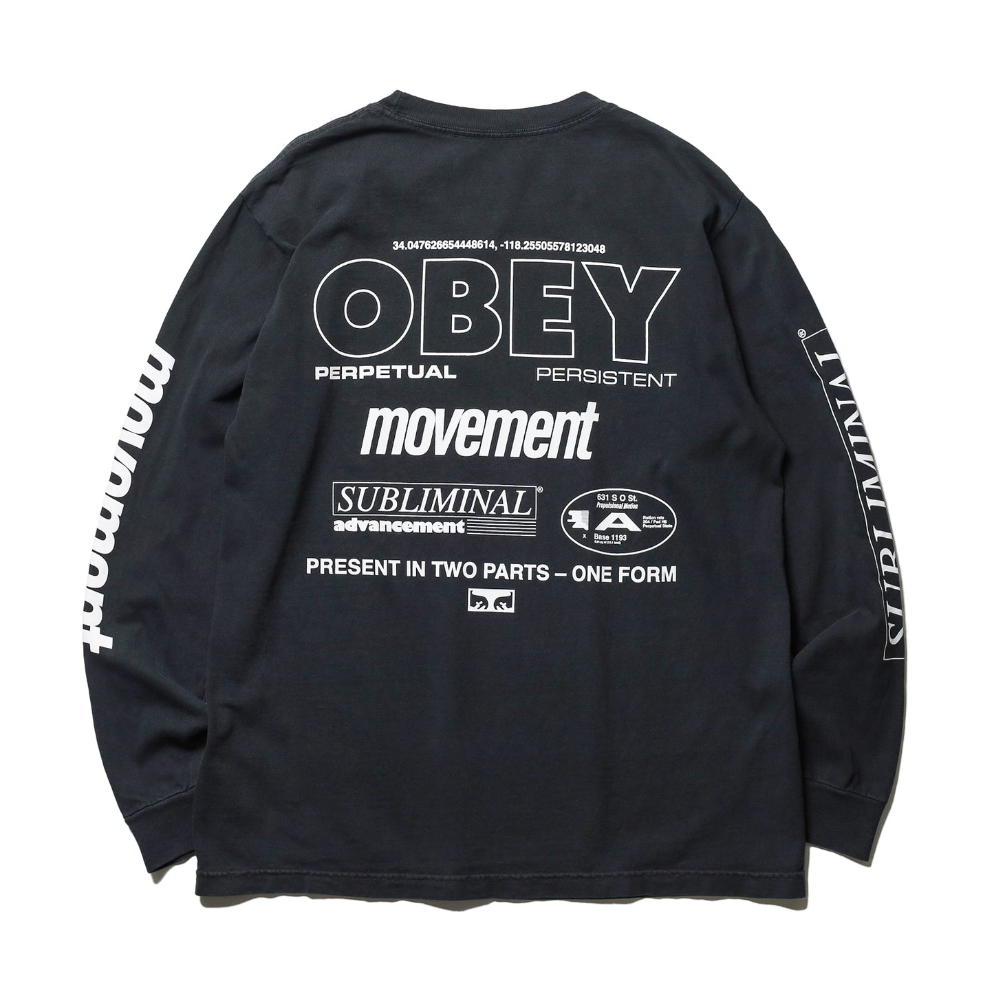 OBEY / PERSISTENT MOVEMENT PIGMENT BOX L/S TEE (PIGMENT TRUE VINTAGE BLACK)