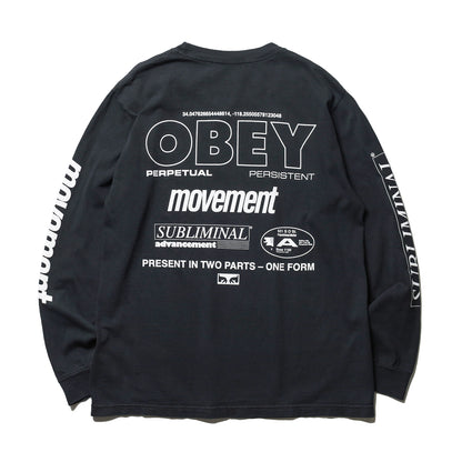 OBEY / PERSISTENT MOVEMENT PIGMENT BOX L/S TEE (PIGMENT TRUE VINTAGE BLACK)
