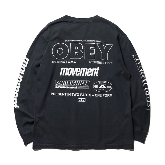 OBEY / PERSISTENT MOVEMENT PIGMENT BOX L/S TEE (PIGMENT TRUE VINTAGE BLACK)