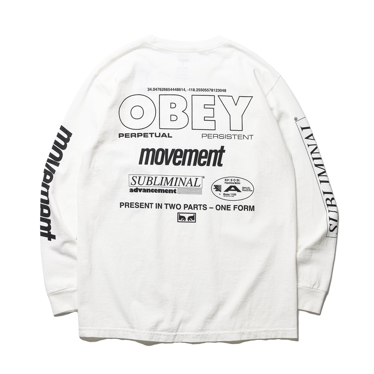 OBEY / PERSISTENT MOVEMENT PIGMENT BOX L/S TEE (PIGMENT VINTAGE WHITE)