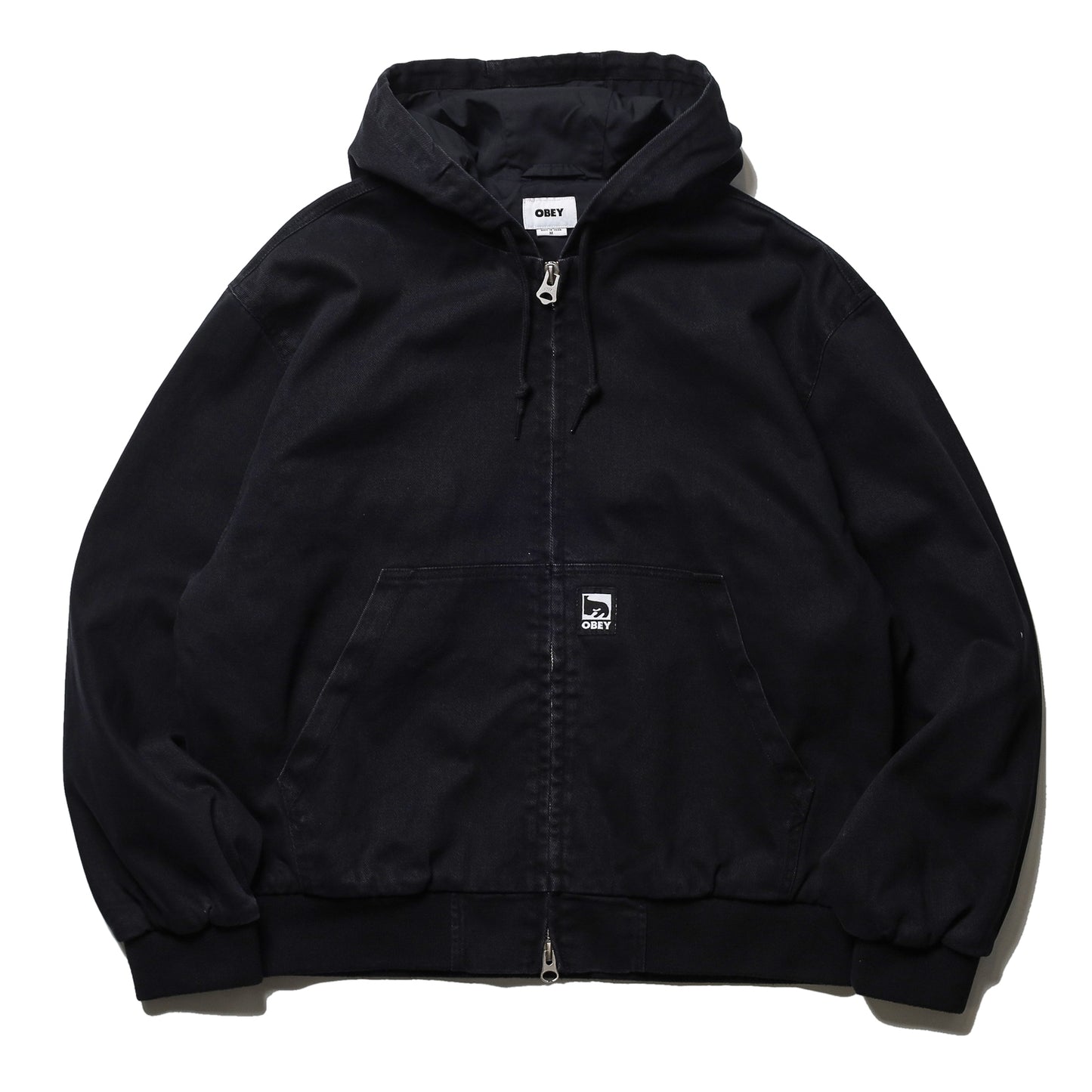 OBEY / GLEN ZIP UP JACKET (BLACK FADED WASH)