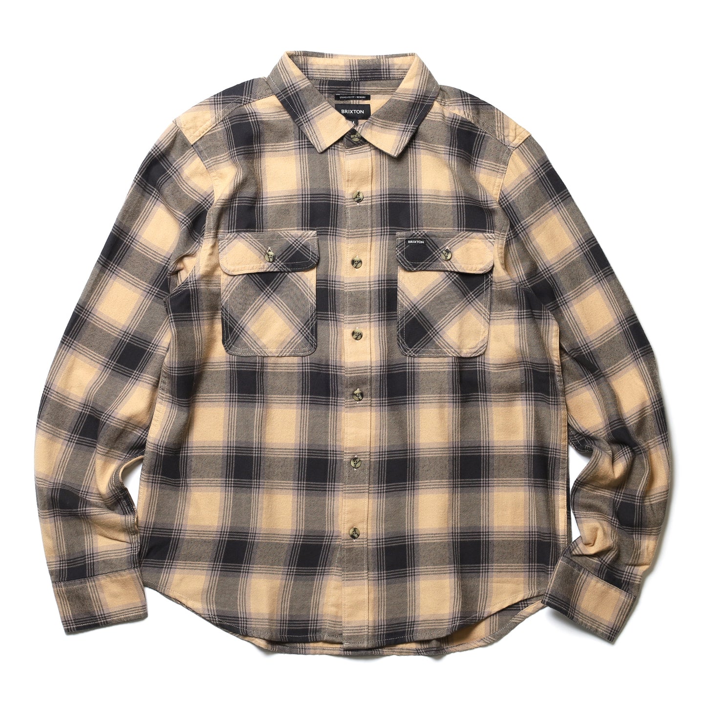 BRIXTON / BOWERY LW ULTRA FLANNEL (OAT MILK/CINDER GREY)