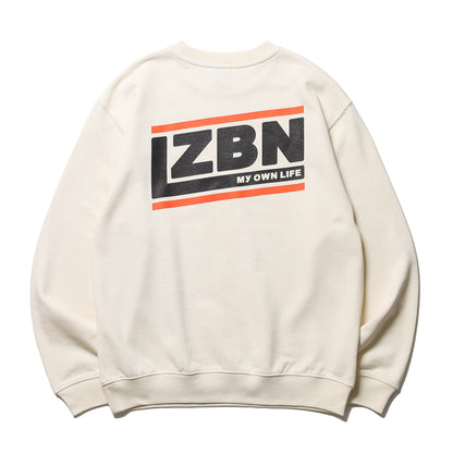 LZBN / SLANT LOGO LIGHTWEIGHT CREWNECK SWEAT (NATURAL)