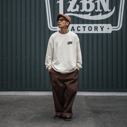 LZBN / SLANT LOGO LIGHTWEIGHT CREWNECK SWEAT (NATURAL)