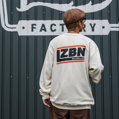 LZBN / SLANT LOGO LIGHTWEIGHT CREWNECK SWEAT (NATURAL)