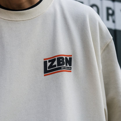 LZBN / SLANT LOGO LIGHTWEIGHT CREWNECK SWEAT (NATURAL)