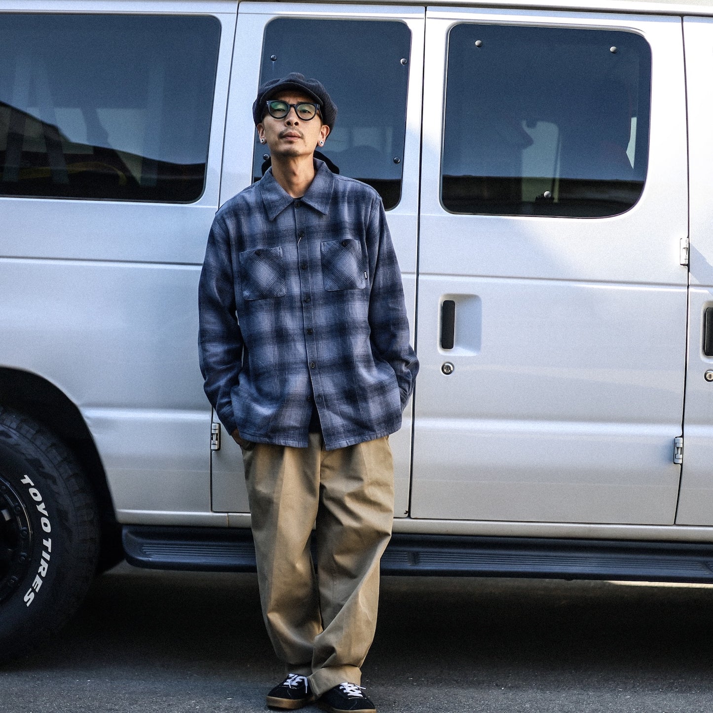 BLUCO / OMBRE CHECK FLANNEL SHIRT (NAVY)