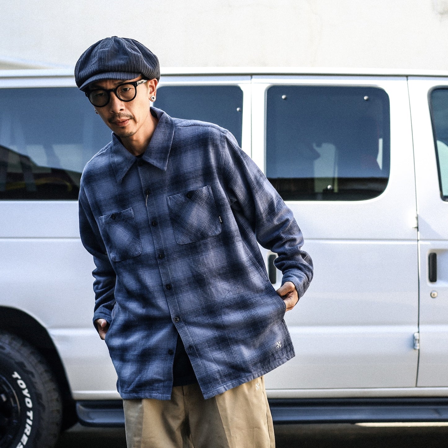 BLUCO / OMBRE CHECK FLANNEL SHIRT (NAVY)
