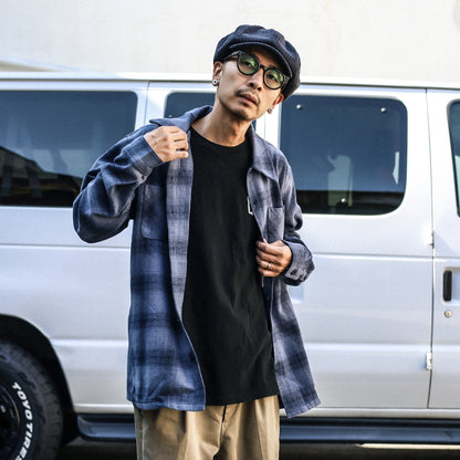 BLUCO / OMBRE CHECK FLANNEL SHIRT (NAVY)