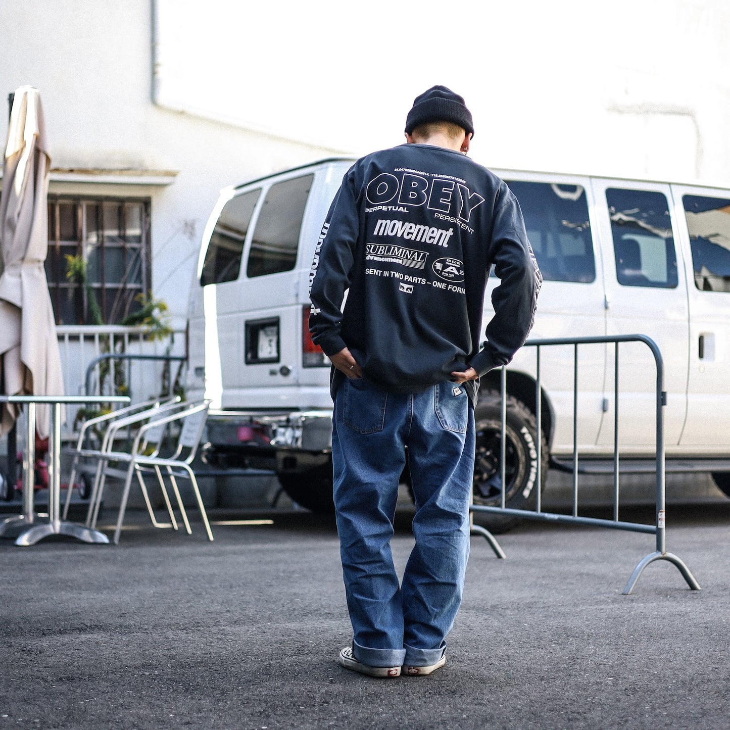 OBEY / PERSISTENT MOVEMENT PIGMENT BOX L/S TEE (PIGMENT TRUE VINTAGE BLACK)