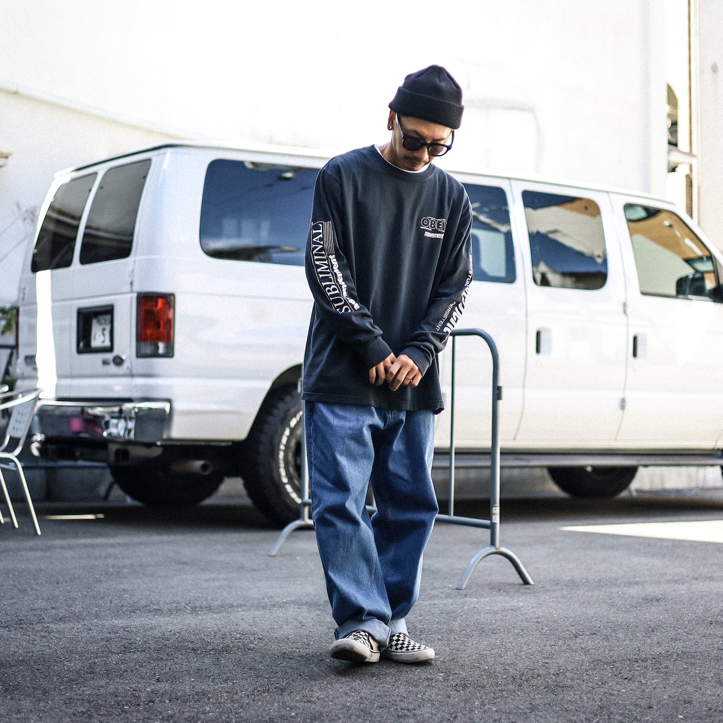 OBEY / PERSISTENT MOVEMENT PIGMENT BOX L/S TEE (PIGMENT TRUE VINTAGE BLACK)