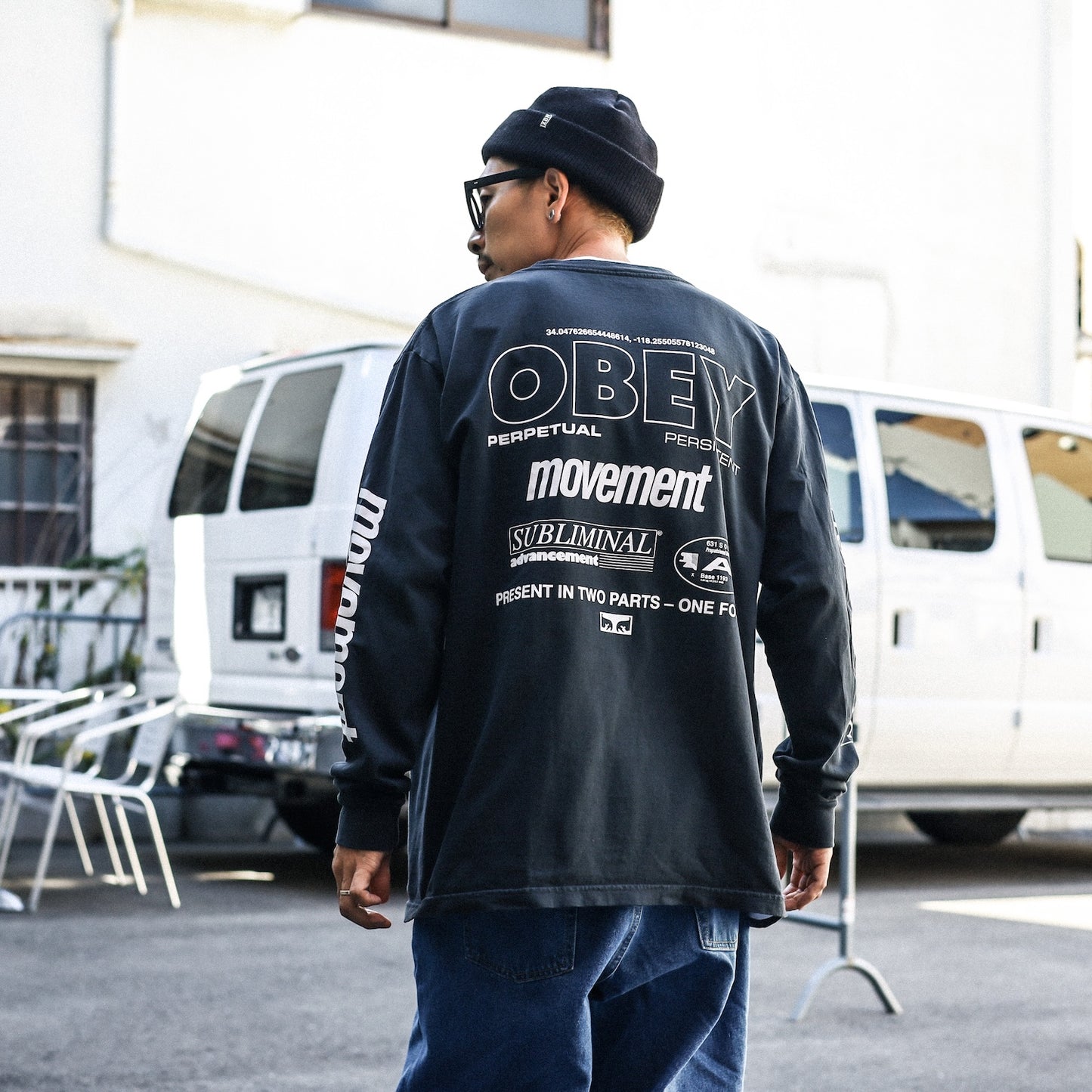 OBEY / PERSISTENT MOVEMENT PIGMENT BOX L/S TEE (PIGMENT TRUE VINTAGE BLACK)