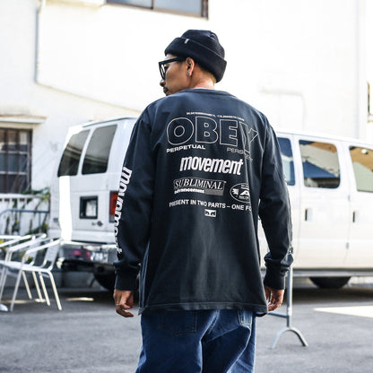 OBEY / PERSISTENT MOVEMENT PIGMENT BOX L/S TEE (PIGMENT TRUE VINTAGE BLACK)