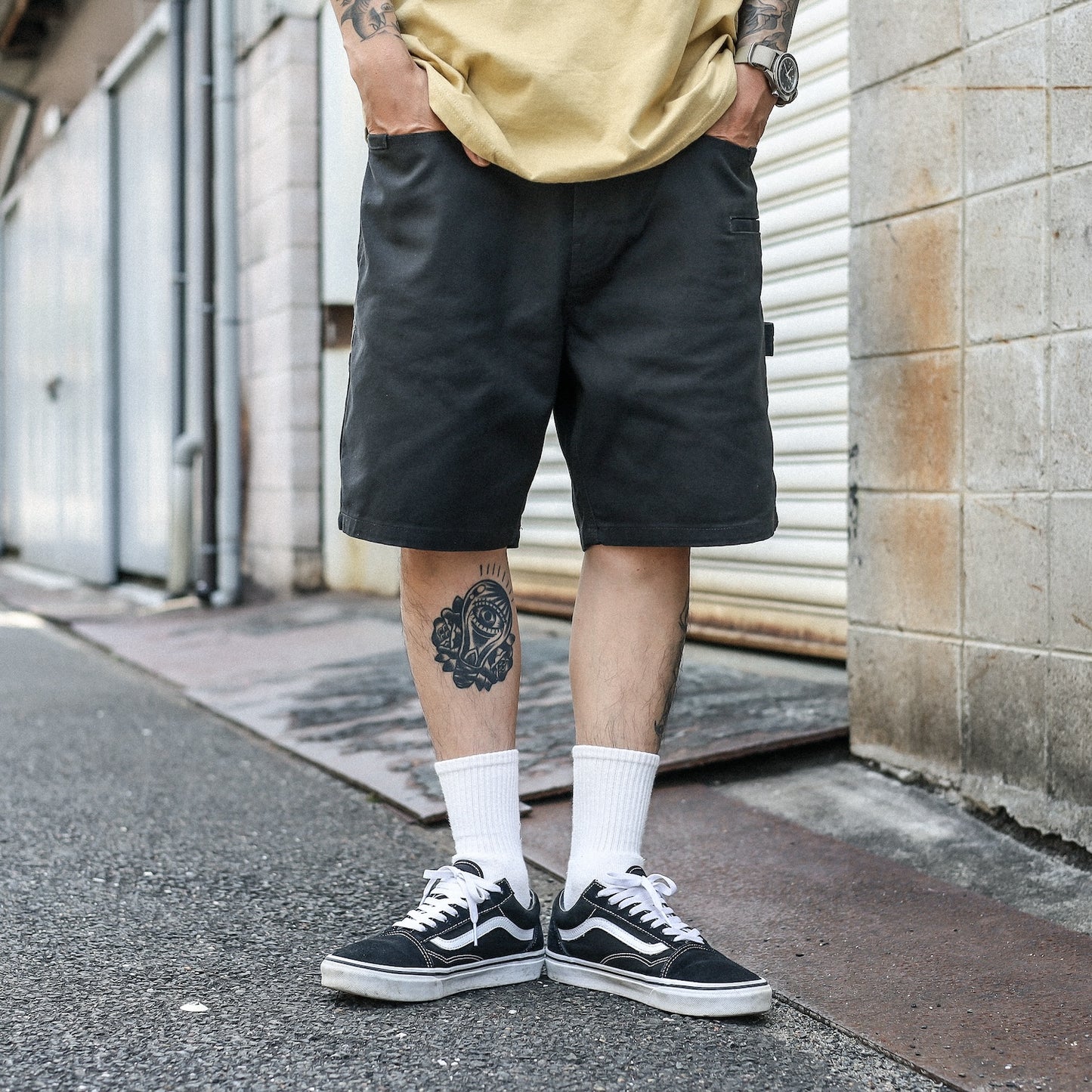 BRIXTON / BUILDERS CARPENTER SHORT (WASHED BLACK)