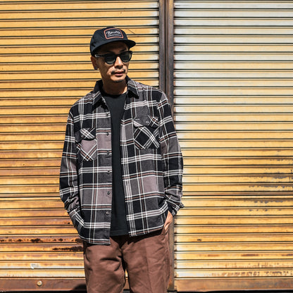 BRIXTON / BOWERY L/S FLANNEL (BLACK/CHARCOAL/PINECONE)