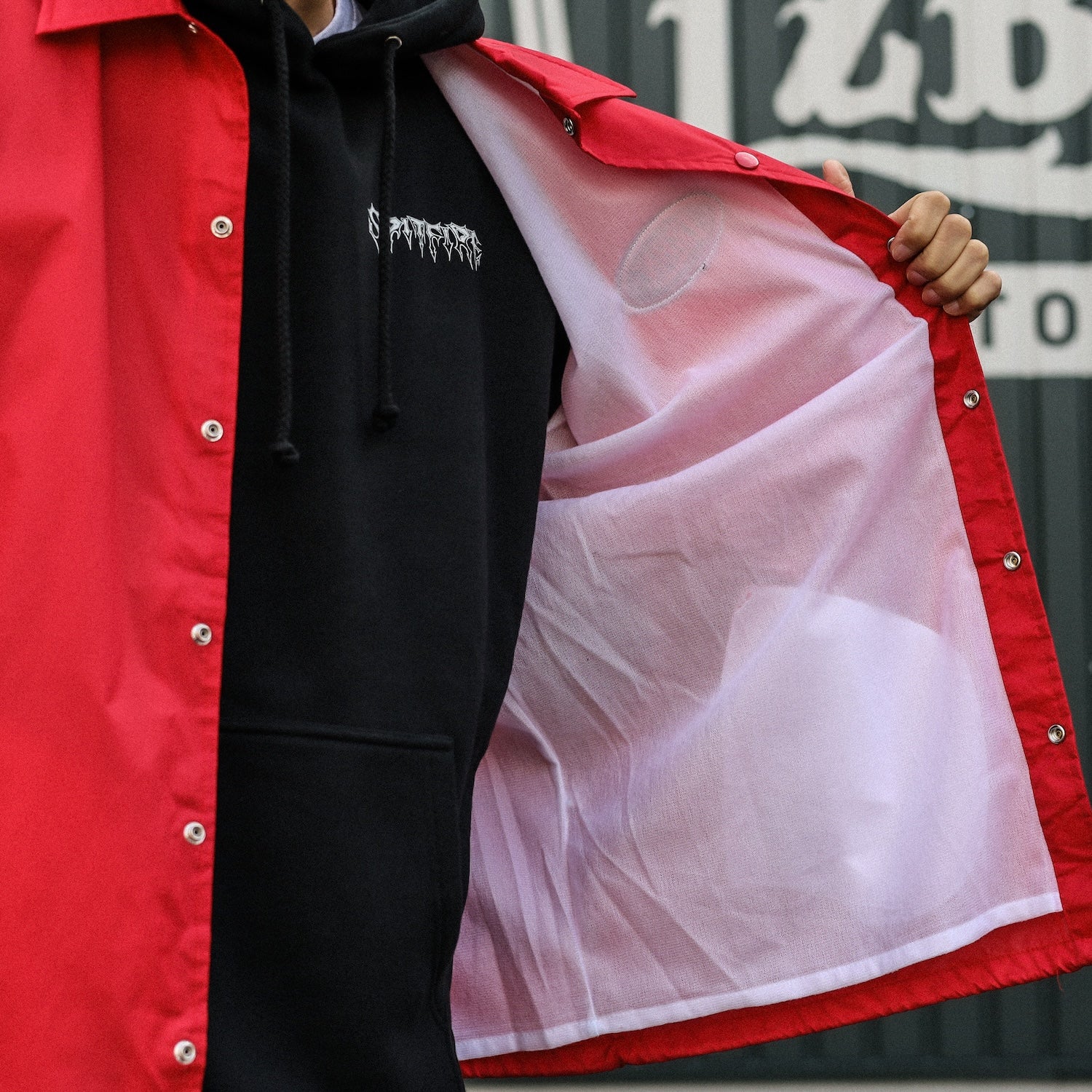 LZBN / OVAL PATCH NYLON COACH JACKET (RED) – Feelin'