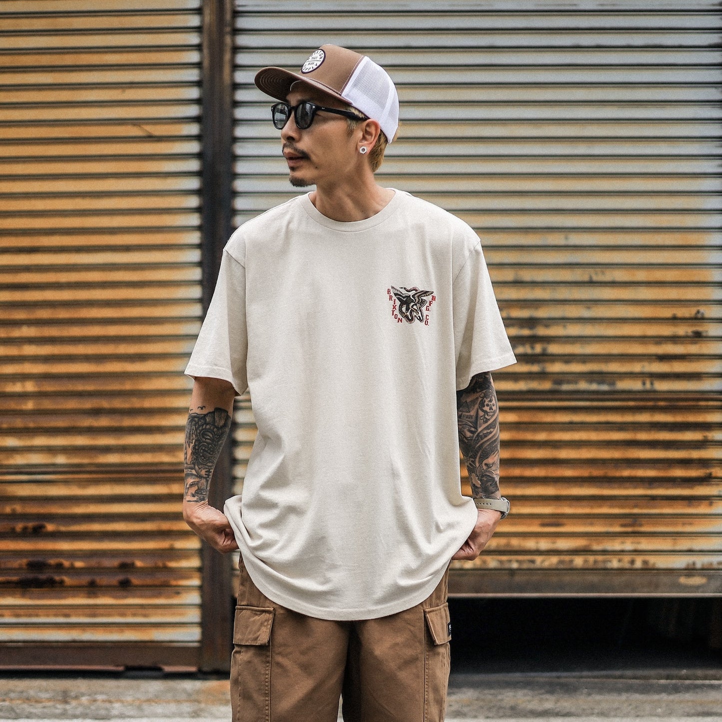 BRIXTON / BATTLE S/S STANDARD TEE (CREAM CLASSIC WASH)