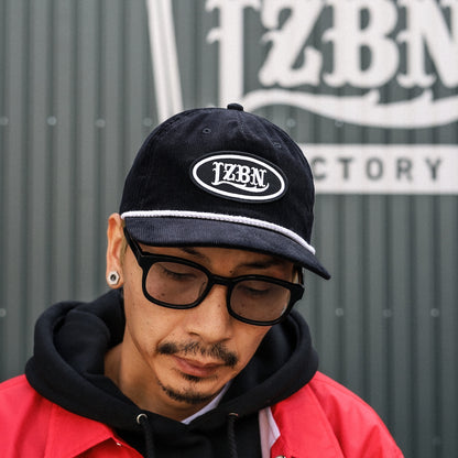 LZBN / OVAL PATCH CORDUROY SNAPBACK CAP (BLACK)