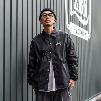 LZBN / OVAL PATCH NYLON COACH JACKET (BLACK)