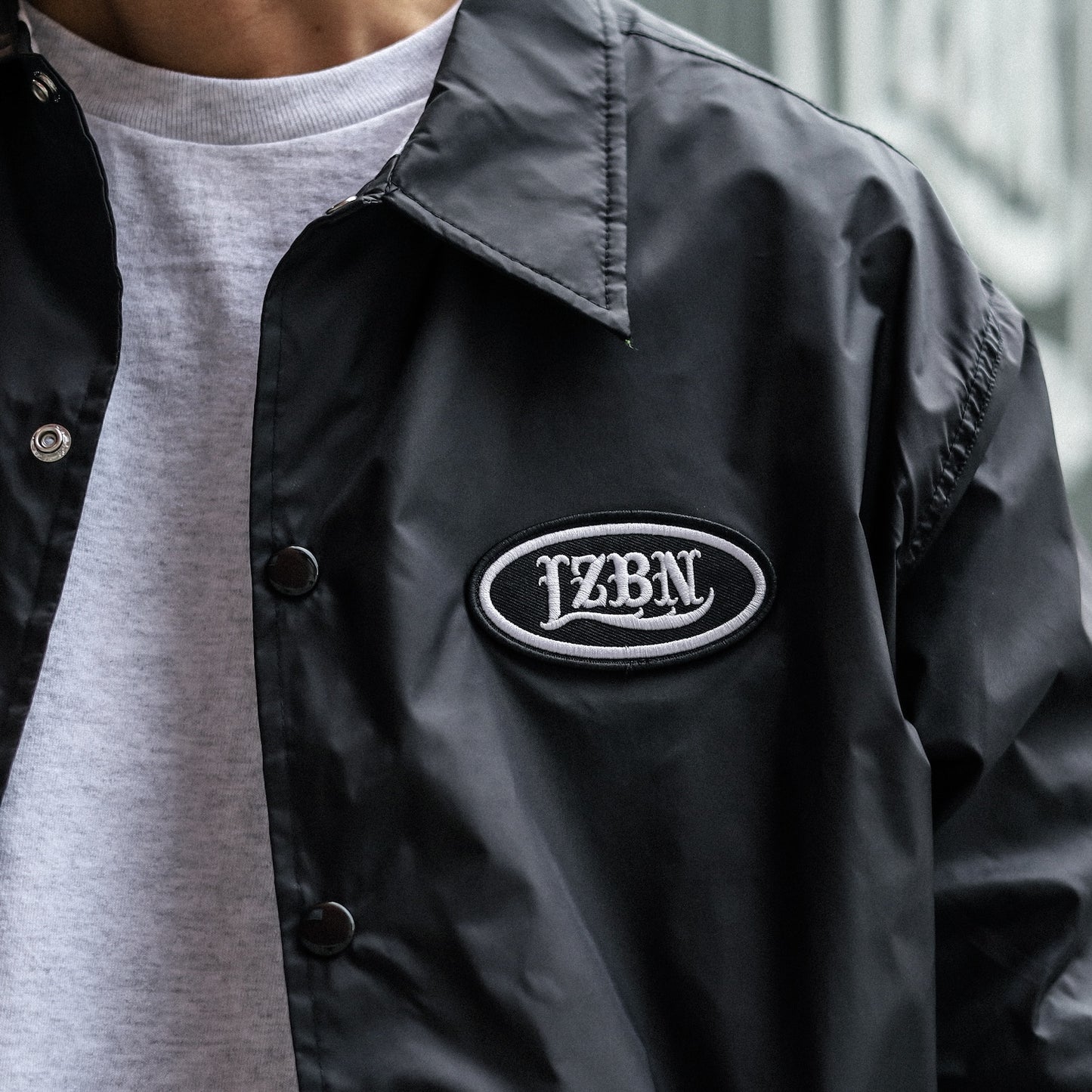 LZBN / OVAL PATCH NYLON COACH JACKET (BLACK)
