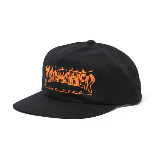 THRASHER X ANTIHERO / PIGEON MAG SNAPBACK CAP (BLACK)