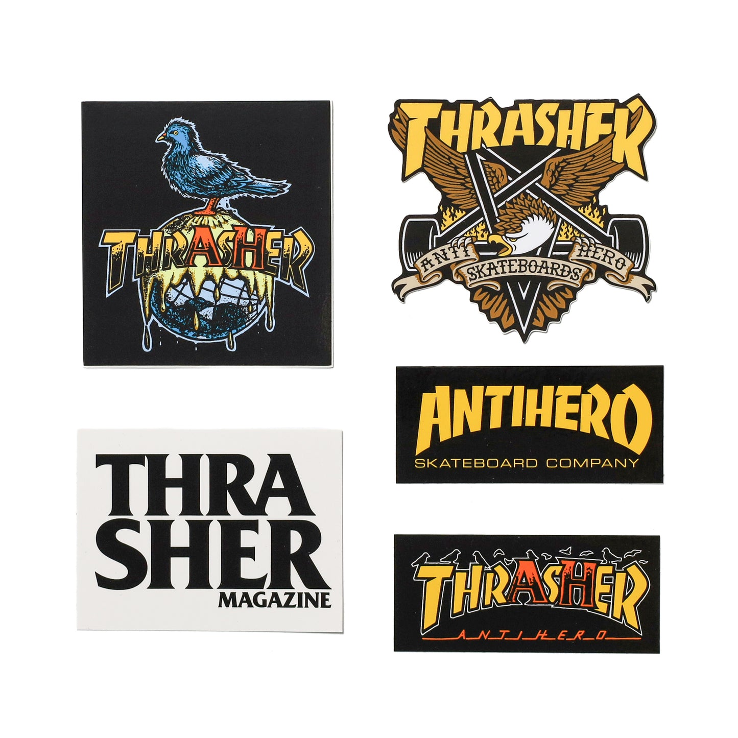 THRASHER X ANTIHERO / 5-PK STICKER