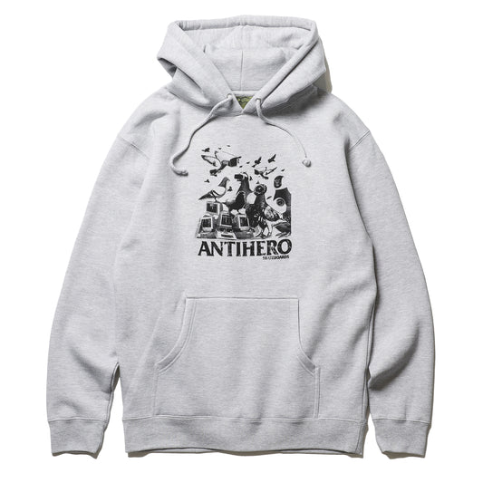 ANTIHERO / PIGEON INTELLIGENCE PULLOVER HOODIE (GREY HEATHER)