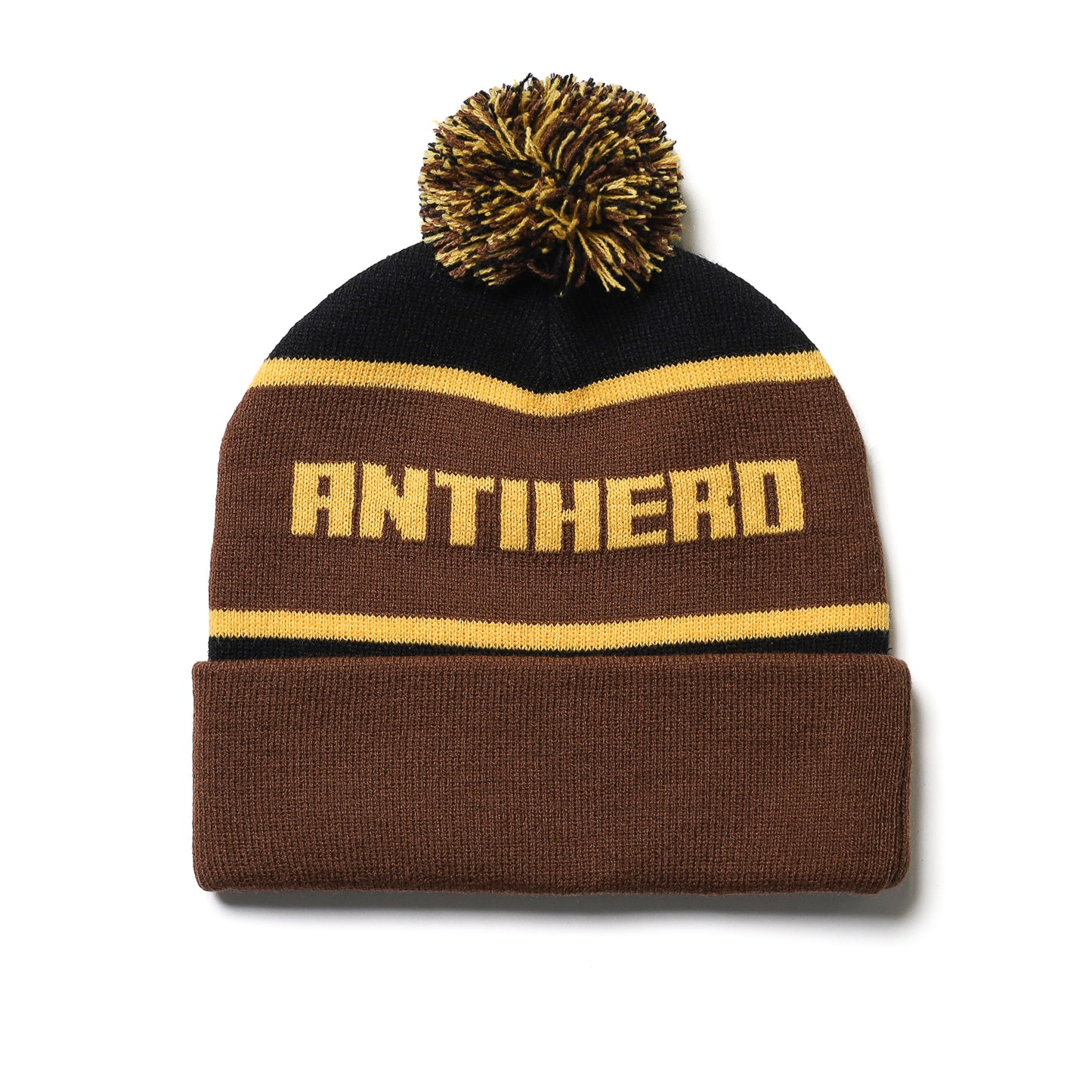 ANTIHERO / ICE COLD POM BEANIE (BLACK/BROWN/GOLD)
