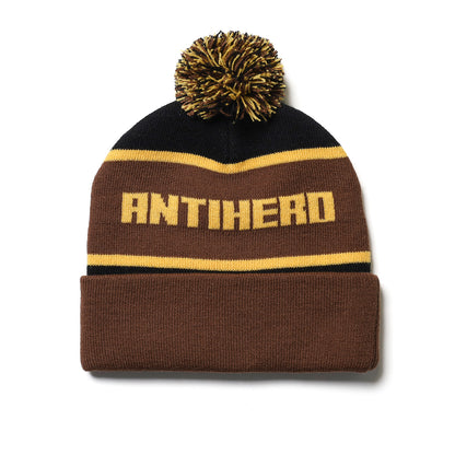 ANTIHERO / ICE COLD POM BEANIE (BLACK/BROWN/GOLD)
