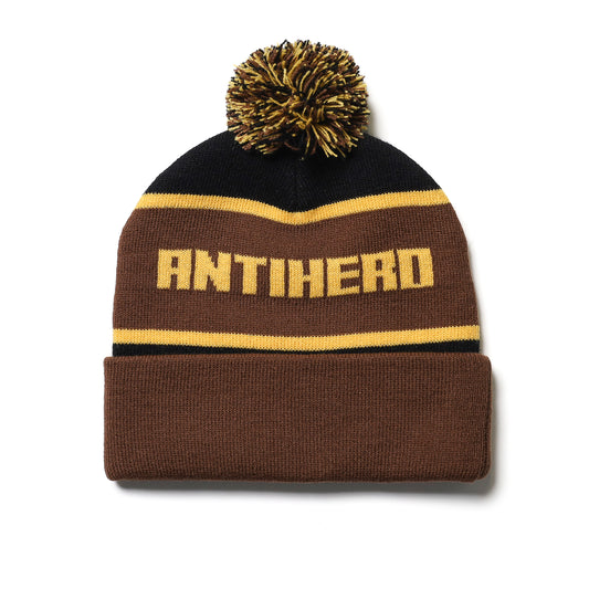 ANTIHERO / ICE COLD POM BEANIE (BLACK/BROWN/GOLD)