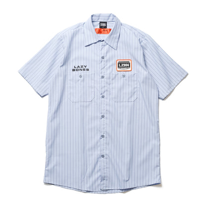 LZBN / WORKERS PATCH S/S WORK SHIRT (LIGHT BLUE STRIPE)