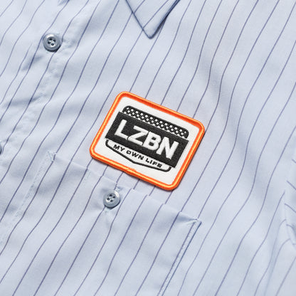 LZBN / WORKERS PATCH S/S WORK SHIRT (LIGHT BLUE STRIPE)