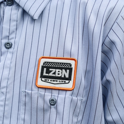 LZBN / WORKERS PATCH S/S WORK SHIRT (LIGHT BLUE STRIPE)