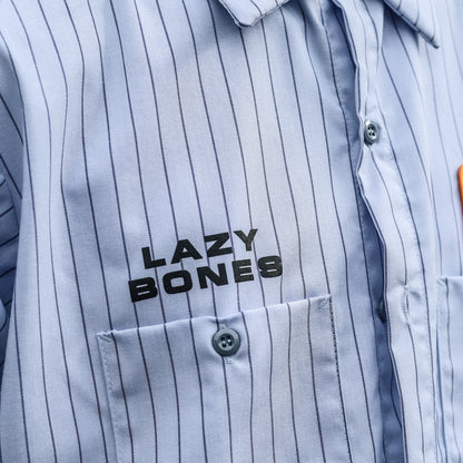 LZBN / WORKERS PATCH S/S WORK SHIRT (LIGHT BLUE STRIPE)