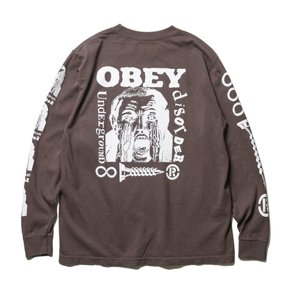 OBEY / UNDERGROUND DISORDER PIGMENT L/S TEE (PIGMENT DUSTY BLACK)