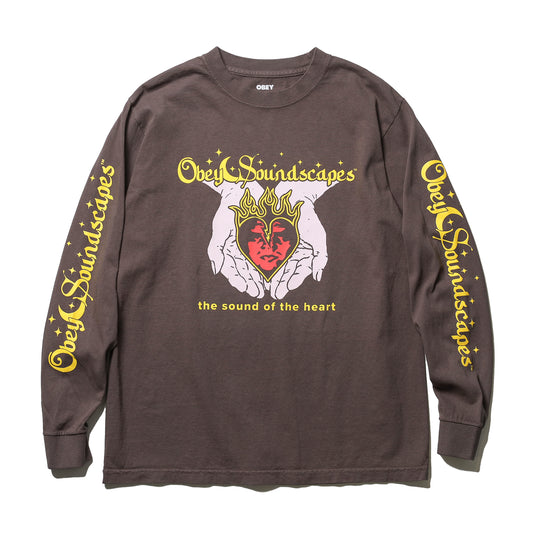 OBEY / SOUNDSCAPES PIGMENT L/S TEE (PIGMENT DUSTY BLACK)