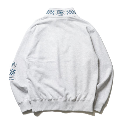 LZBN / HEXAGON & CHECKER HALF ZIP SWEAT (ASH)