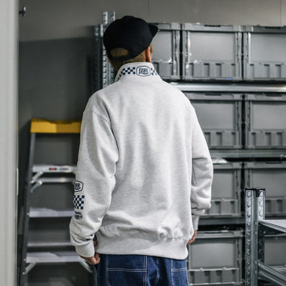 LZBN / HEXAGON & CHECKER HALF ZIP SWEAT (ASH)