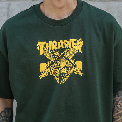 THRASHER X ANTIHERO / EAGLEGRAM TEE (FOREST GREEN)