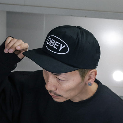 OBEY / OVAL 6 PANEL STRAPBACK CAP (BLACK)